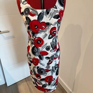 Chic Floral Print Mini Dress - Red and Black